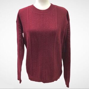 Love Token Women’s Skylar Knit Sweater Burgundy Size Large Long Sleeve Crewneck